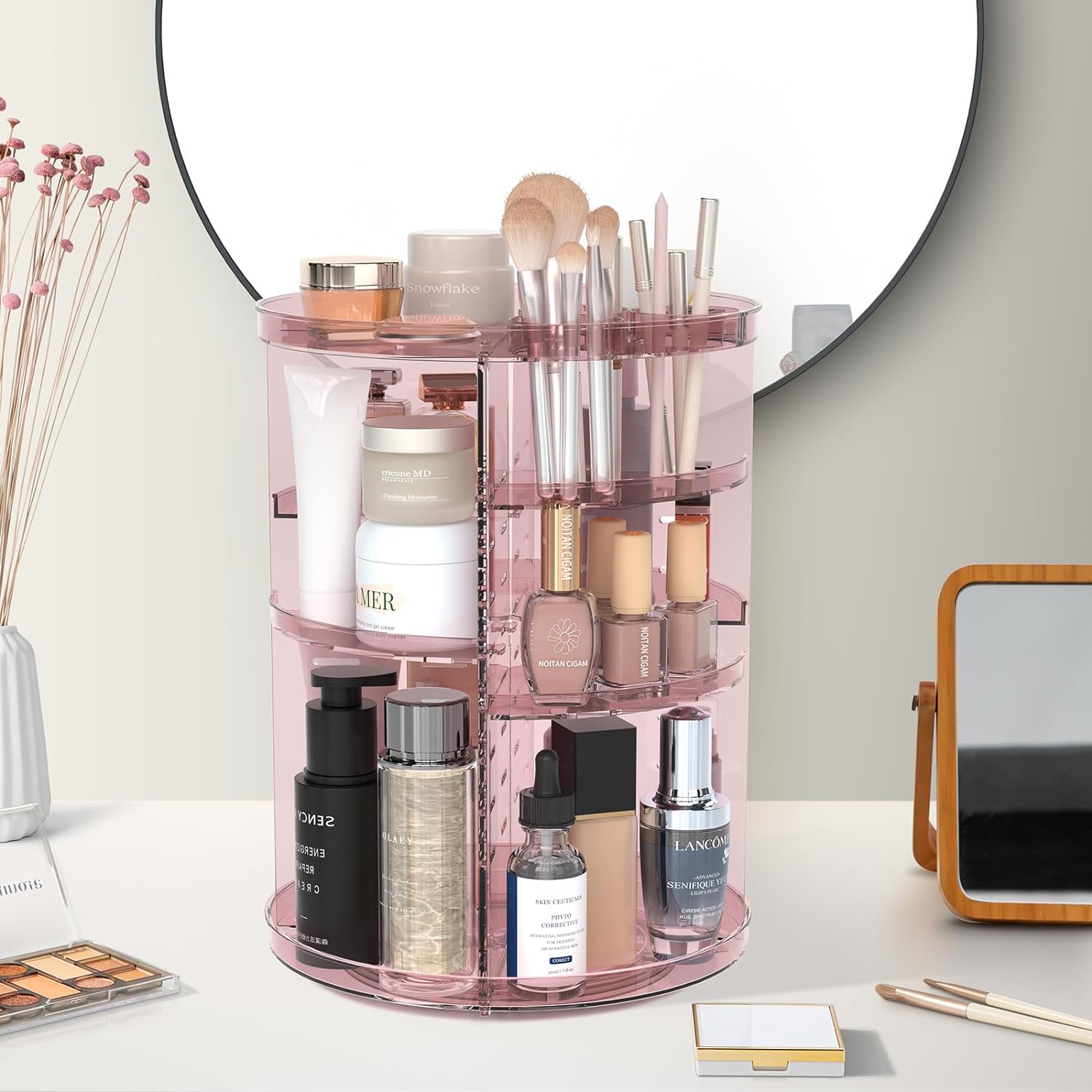 Rotating Makeup Organizer, Adjustable Layers Spinning Organizer, Cosmetic Display Case, Multi-Function Storage Carousel, Makeup Organizer, Makeup Holder, Makeup Stand Rotating Makeup Organizer, Adjustable Layers Spinning Organizer, Cosmetic Display Case, Multi-Function Storage Carousel, Makeup Organizer, Makeup Holder, Makeup Stand
